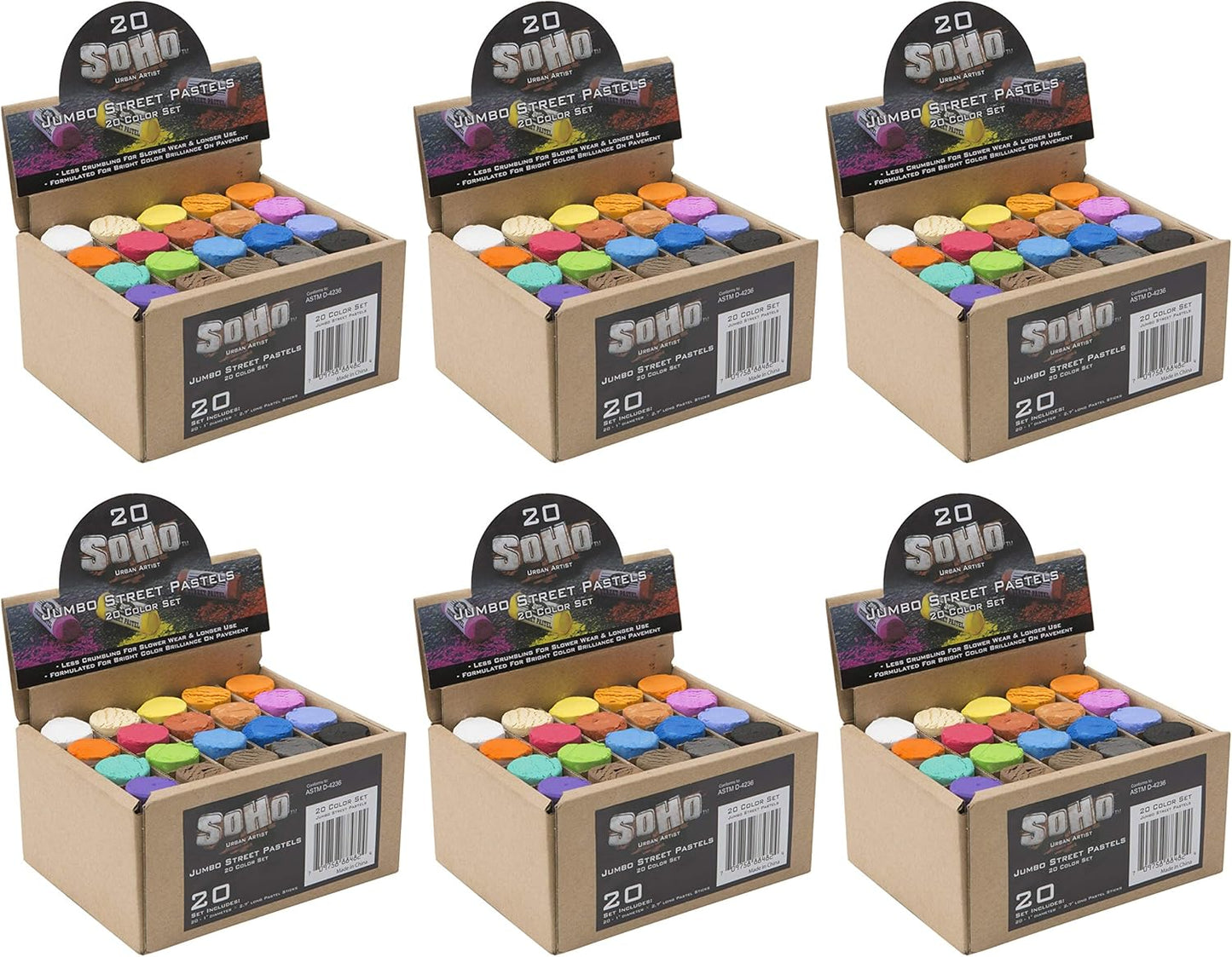 Soho Urban Artist Jumbo Pastel Sidewalk Chalk Set of 20 Colors