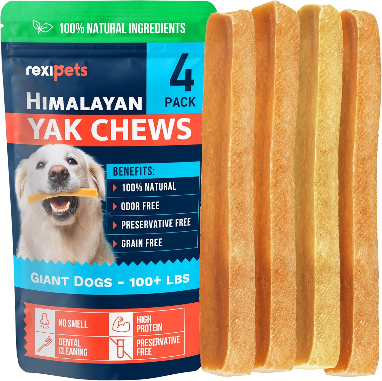 Natural Yak Cheese Dog Chews for All Breeds - Lactose Free