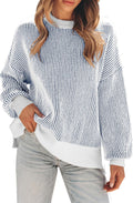 Womens Oversized Colorblock Striped Knit Sweater - Soft Fall Layer