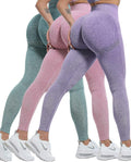 CHRLEISURE 3 Piece Workout Leggings Set - Seamless Butt Lifting
