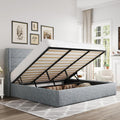 Allewie King Size Lift Up Storage Bed with Wingback Headboard - Space