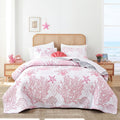 Coastal Quilts Bedding Set Queen Size - Pink Summer Nautical Quilt