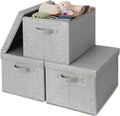 Gray Fabric Storage Boxes with Lids 3-Pack - Extra Large Shelf Bins