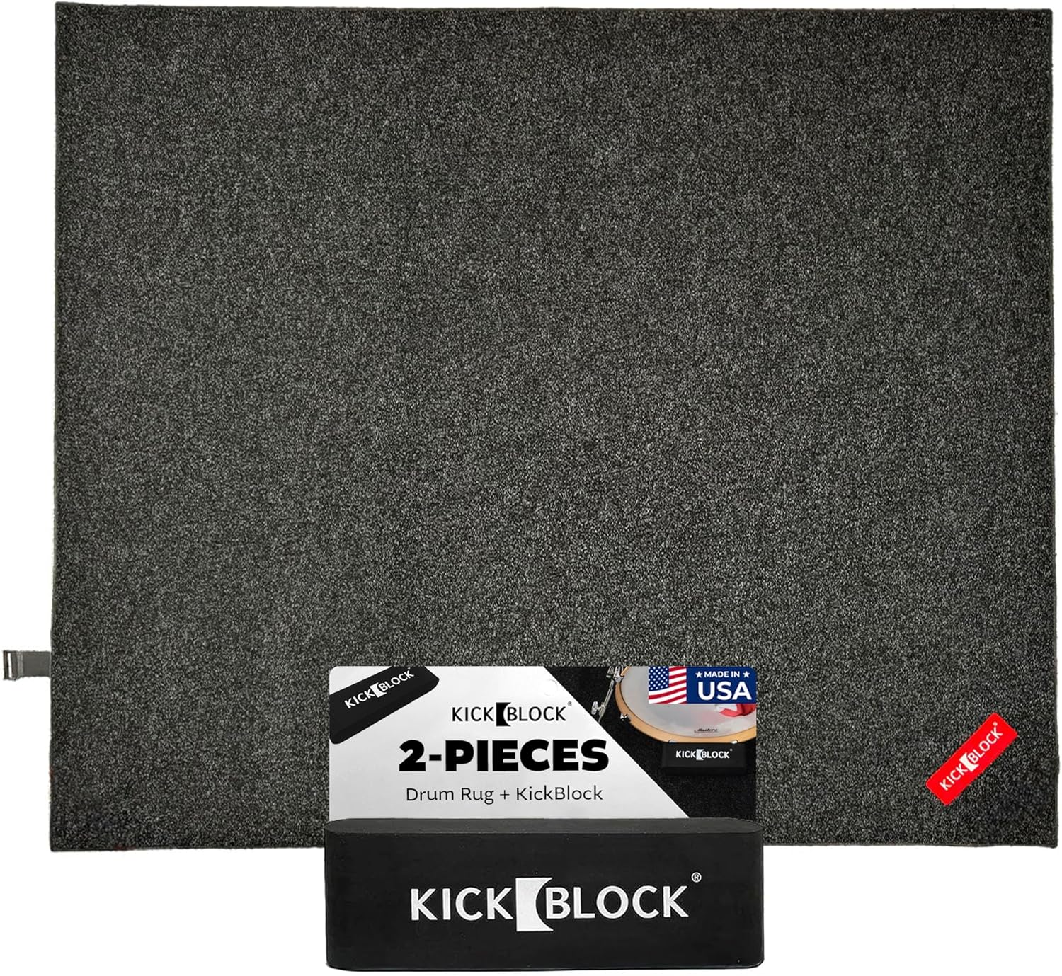 KickBlock Drum Set Bundle with Rug and Bass Drum Anchor for Stability