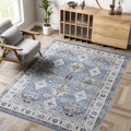 5x7 Vintage Area Rug - Washable Low-Pile Floral Medallion Rug