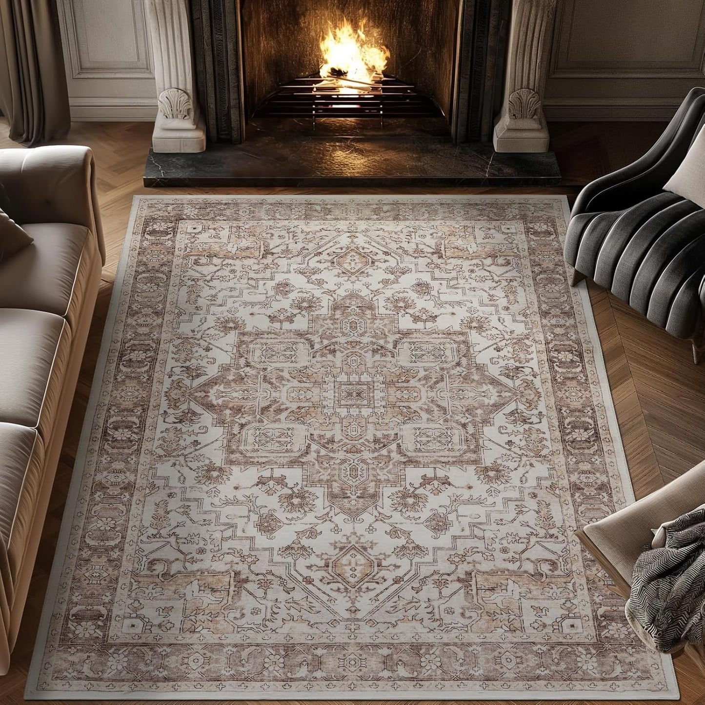 jinchan Washable Area Rug 8x10 for Living Room Soft Vintage