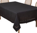 Hemstitched Border Tablecloth 70ftx120ft - Classic Black Linen Look