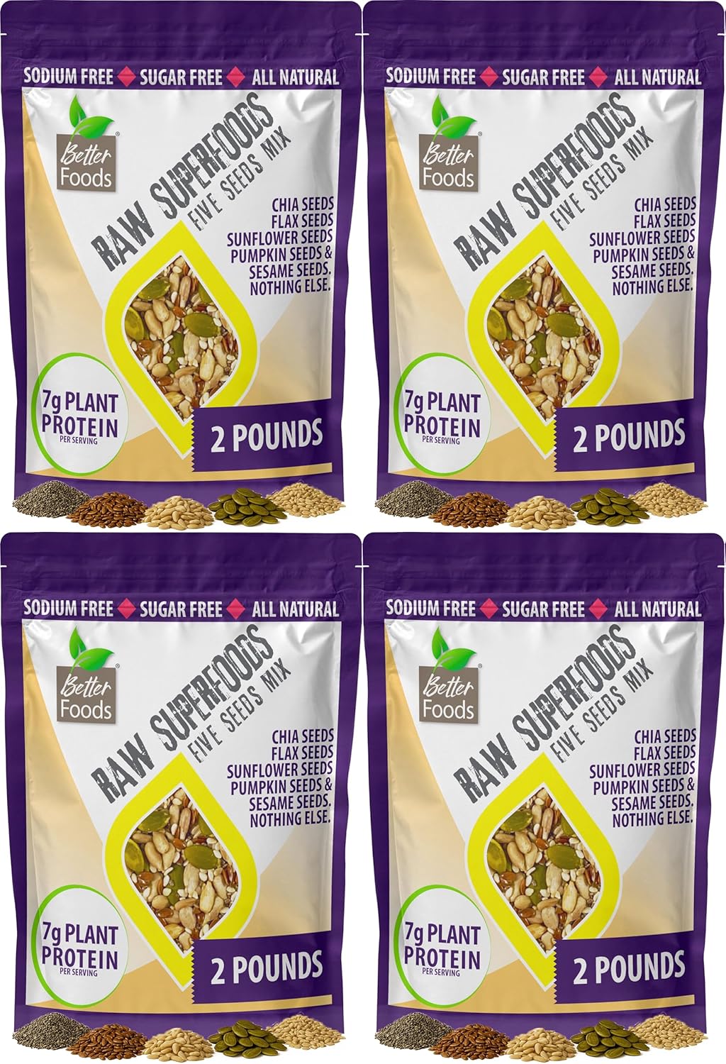 BetterFoods Raw Superfoods Five Seeds Mix 4-Pack for Health