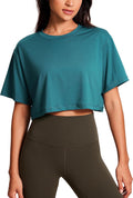 CRZ YOGA Womens High Neck Crop Workout Shirt - Lightweight Breathable