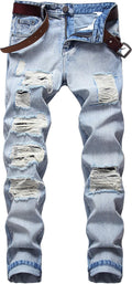 Ripped Distressed Slim Fit Jeans for Men - Soft Denim Comfort