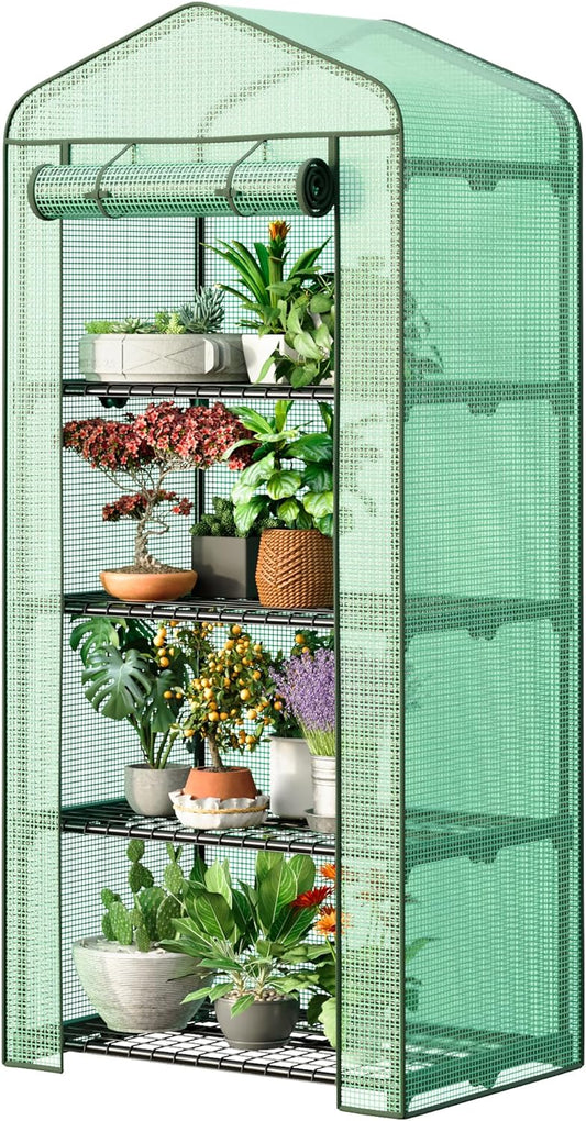 Portable 4-Tier Mini Greenhouse with Zipper Door