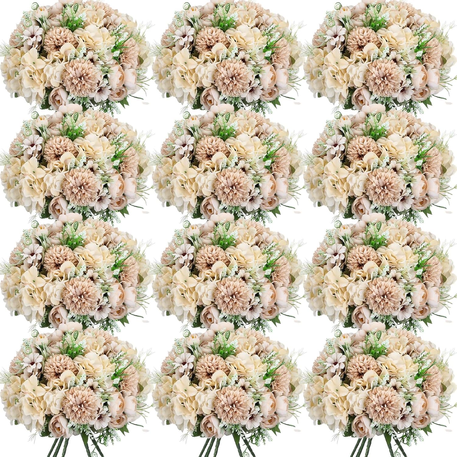 12 Bundles Peonies Artificial Flowers for Wedding Decor