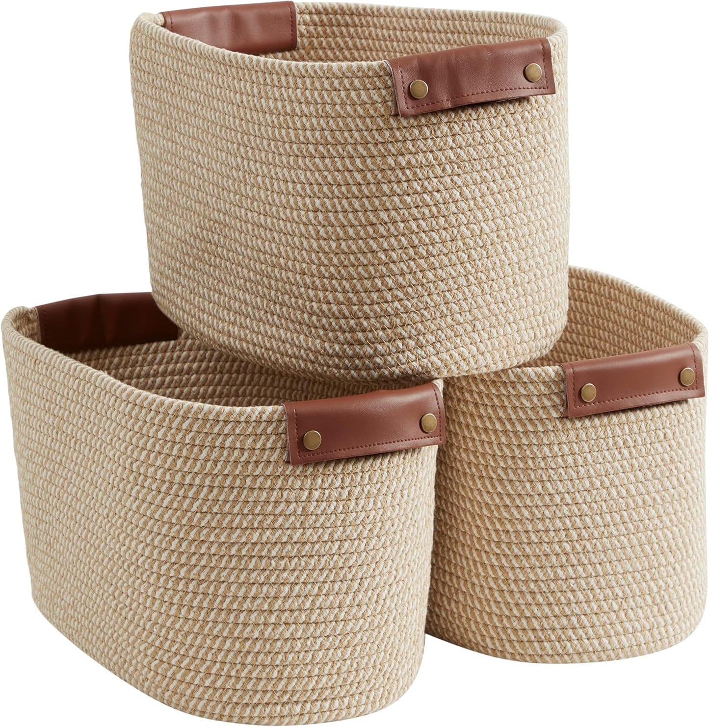 3 Pack Cotton Rope Storage Basket for Stylish Organization