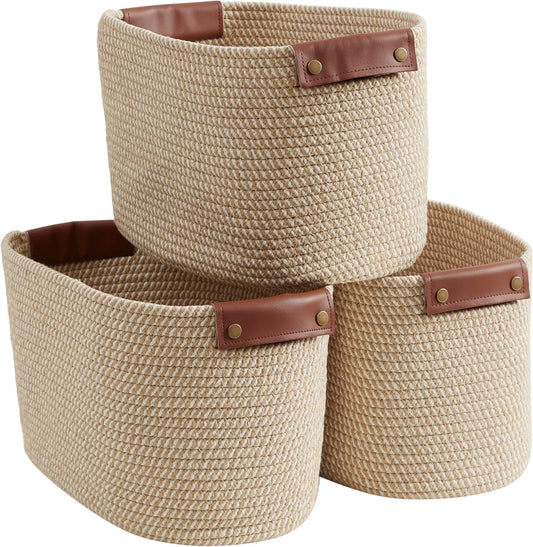 3 Pack Cotton Rope Storage Basket for Stylish Organization