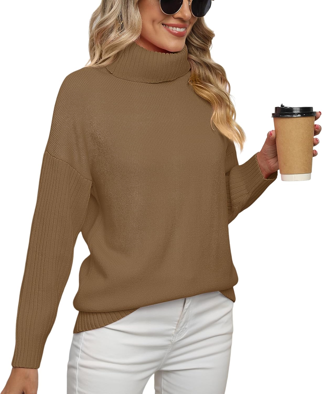 Jouica Women Turtleneck Chunky Oversized Ribbed Knit Sweater