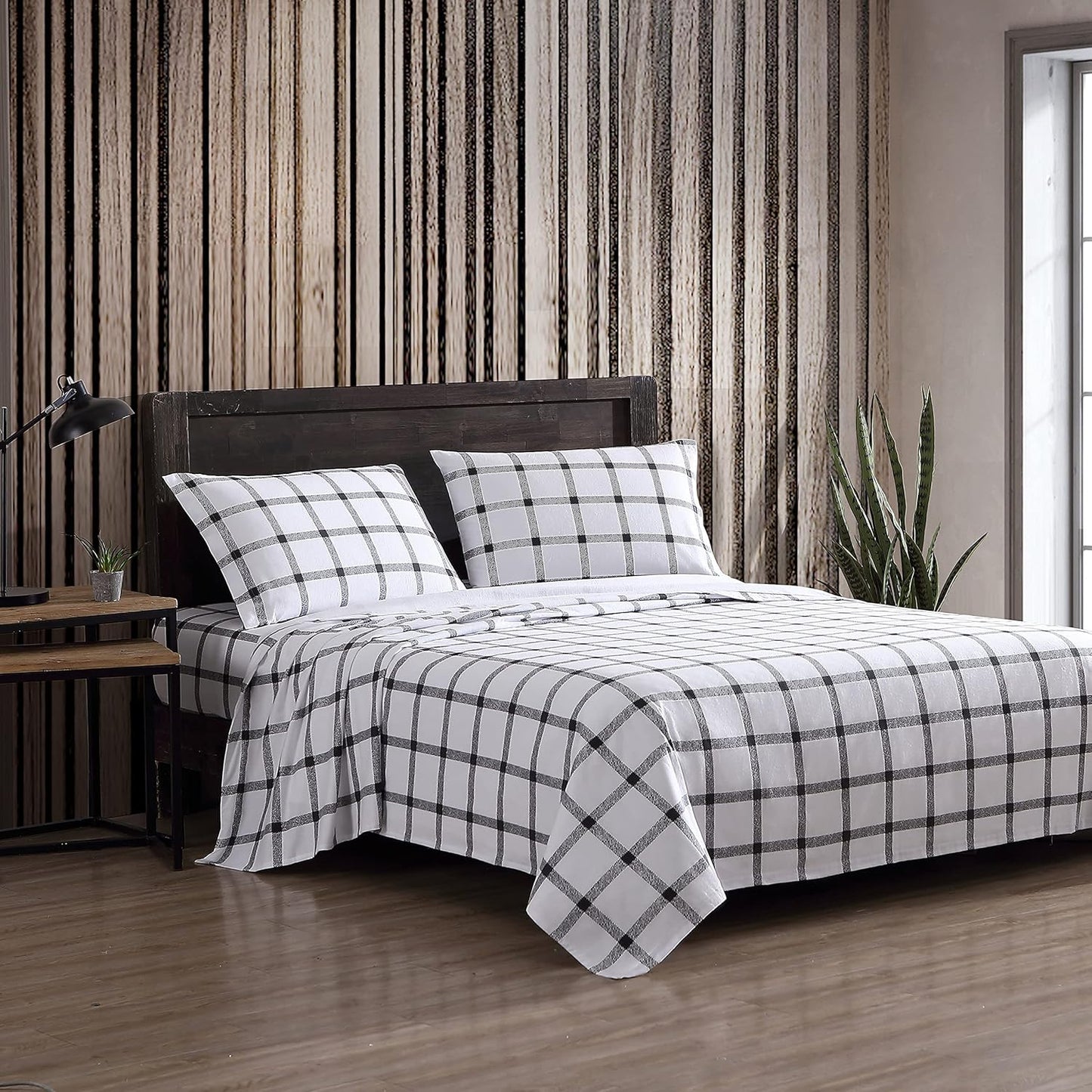 Eddie Bauer King Sheets Set - Cozy Cotton Flannel Bedding