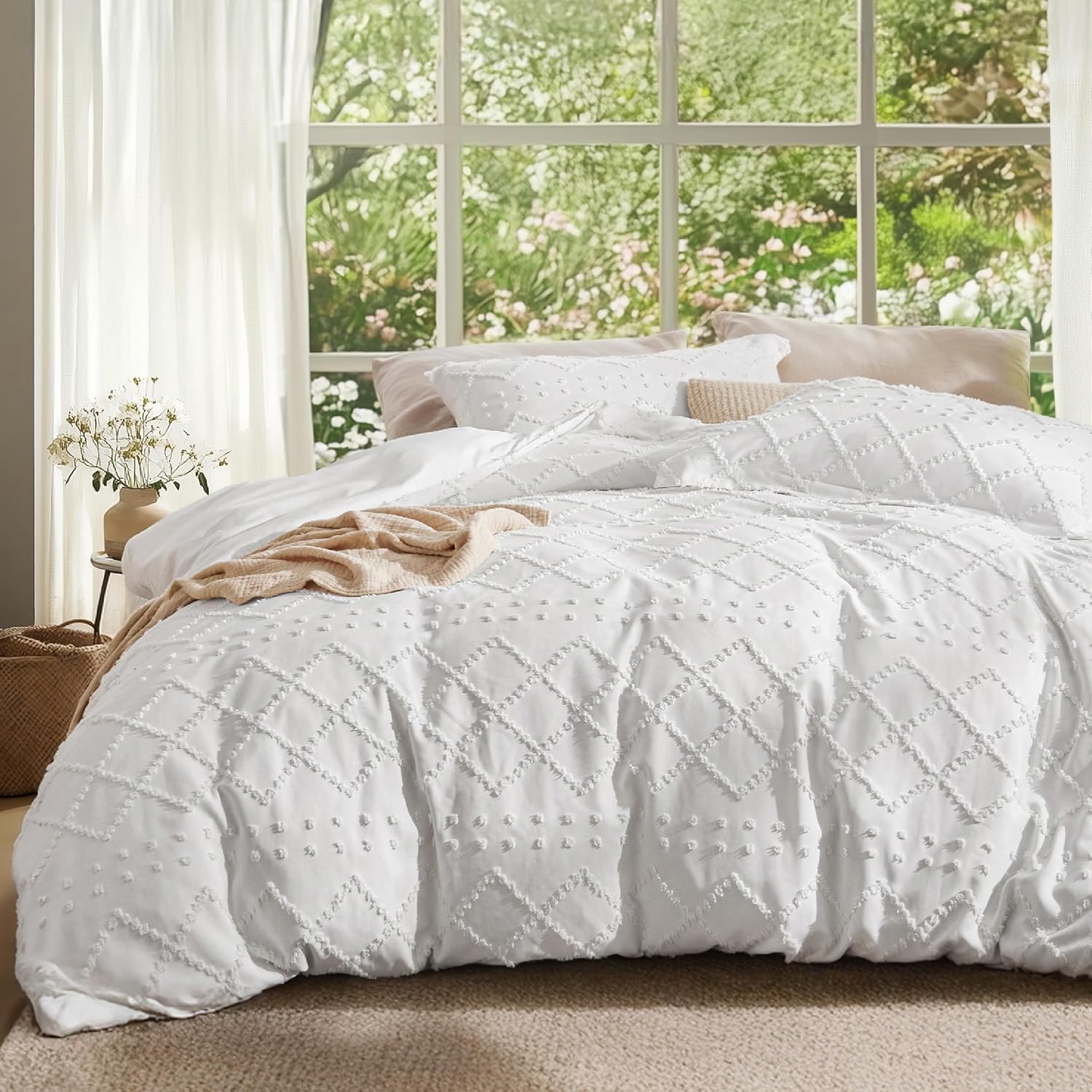 Boho Duvet Cover Queen Size - Soft Breathable Bedding Set