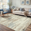 5x7 Area Rug Washable Beige Brown Abstract - Soft Low Pile Living Room