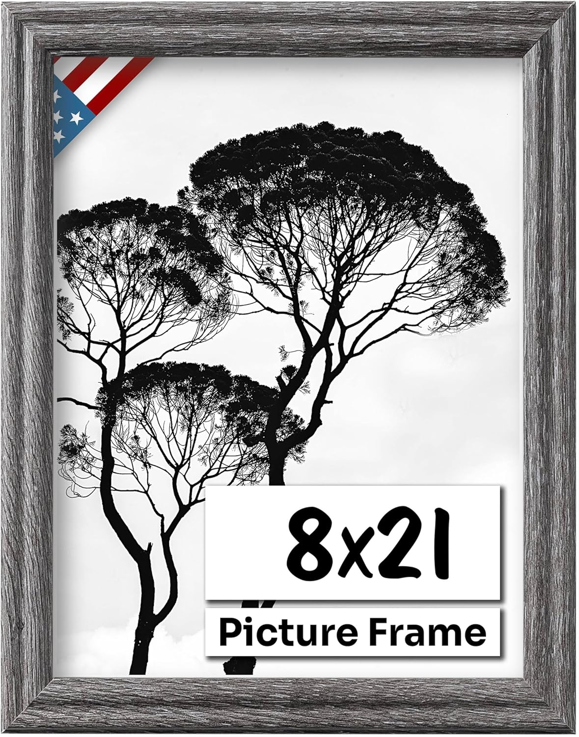 Barnwood Gray 8x21 Picture Frame - Handmade Solid Wood Frame