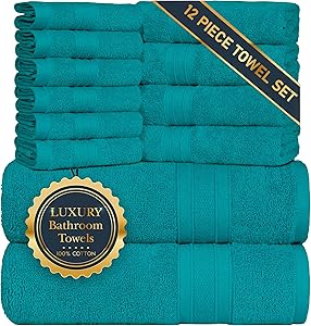 Luxurious 12 Piece Teal Towel Set for Spa-Like Comfort