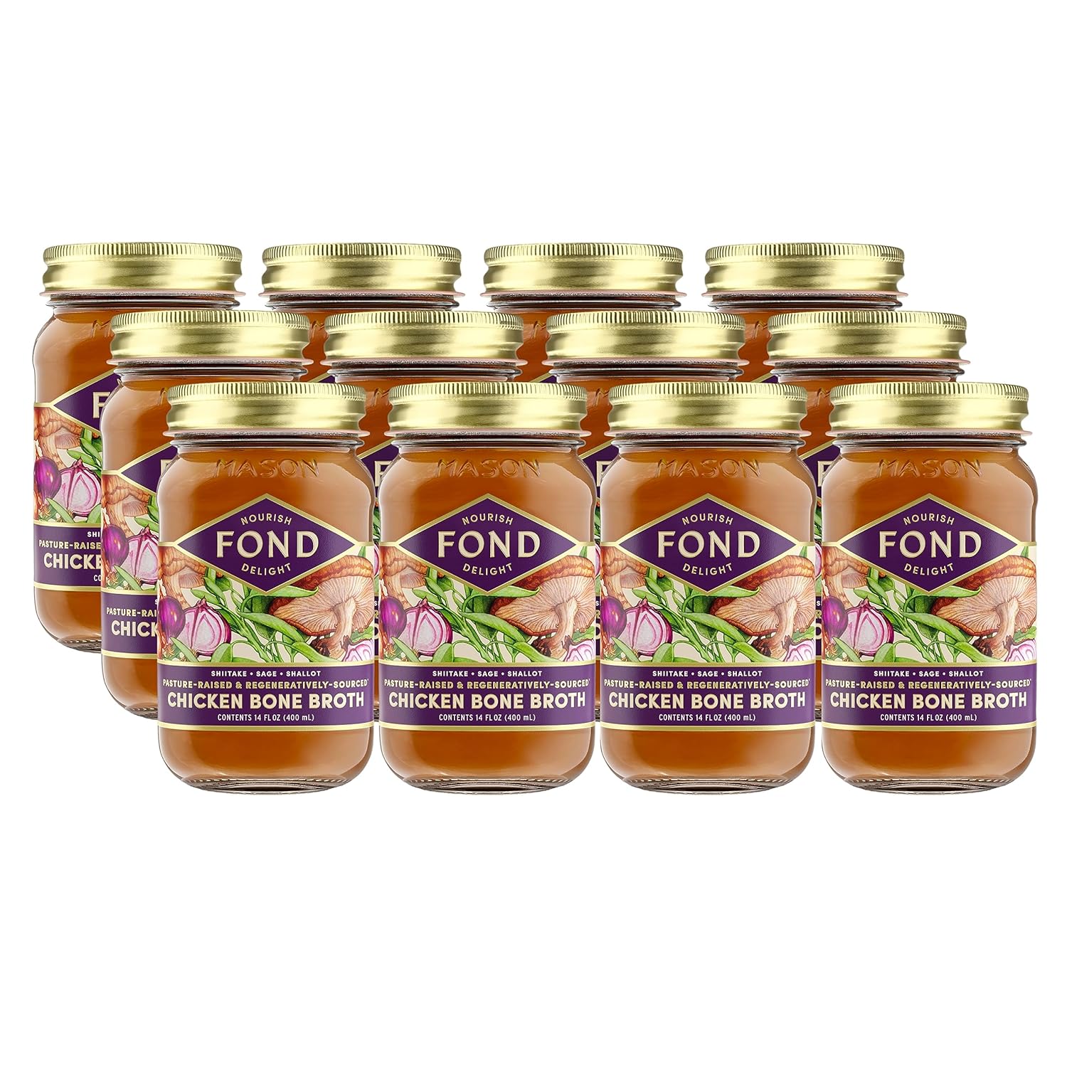 FOND Regenerative Pasture-Raised Chicken Bone Broth 14 oz Pack