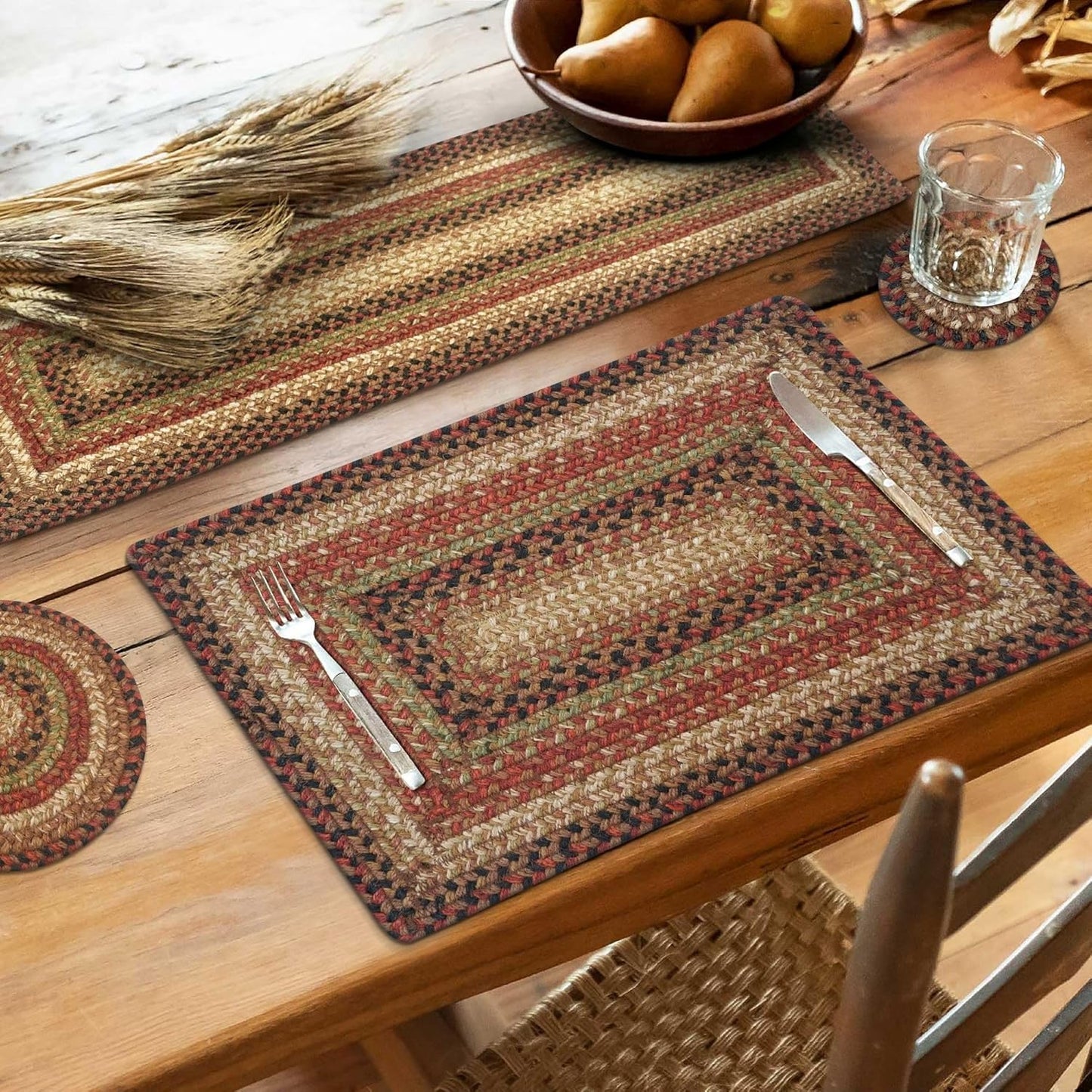 Gingerbread Jute Braided Long Table Runner for Country Decor