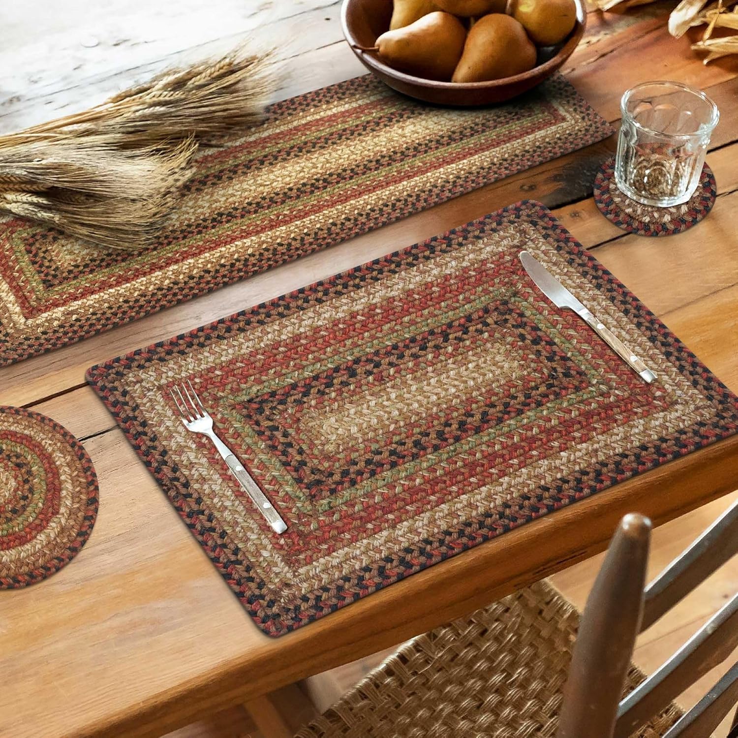 Gingerbread Jute Braided Long Table Runner for Country Decor