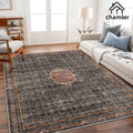 6x9 Washable Area Rug Boho Medallion Distressed Design - Easy Care