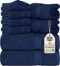 Navy Blue 8 Piece Towel Set - 600 GSM Cotton Bath & Hand Towels