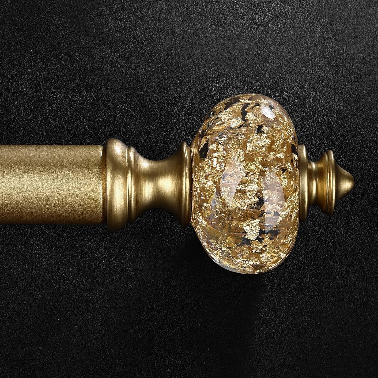 Gold Curtain Rod for Windows 48 to 84 Inches with Crystal Finials
