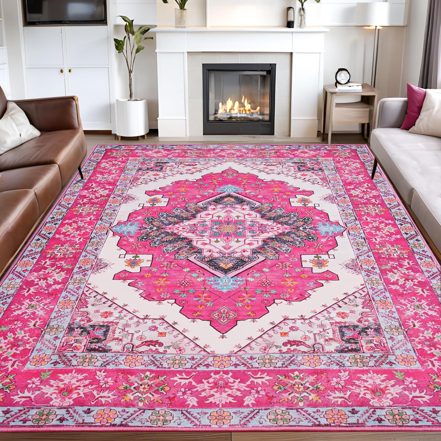 Noahas 5x7 Hot Pink Area Rugs for Living Room and Home Decor
