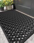 Outdoor Door Mat 24in x 36in Black - Heavy Duty Drainage Mat