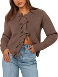 Bow Cardigan Sweaters for Women Cropped Open Front - Stylish Layering