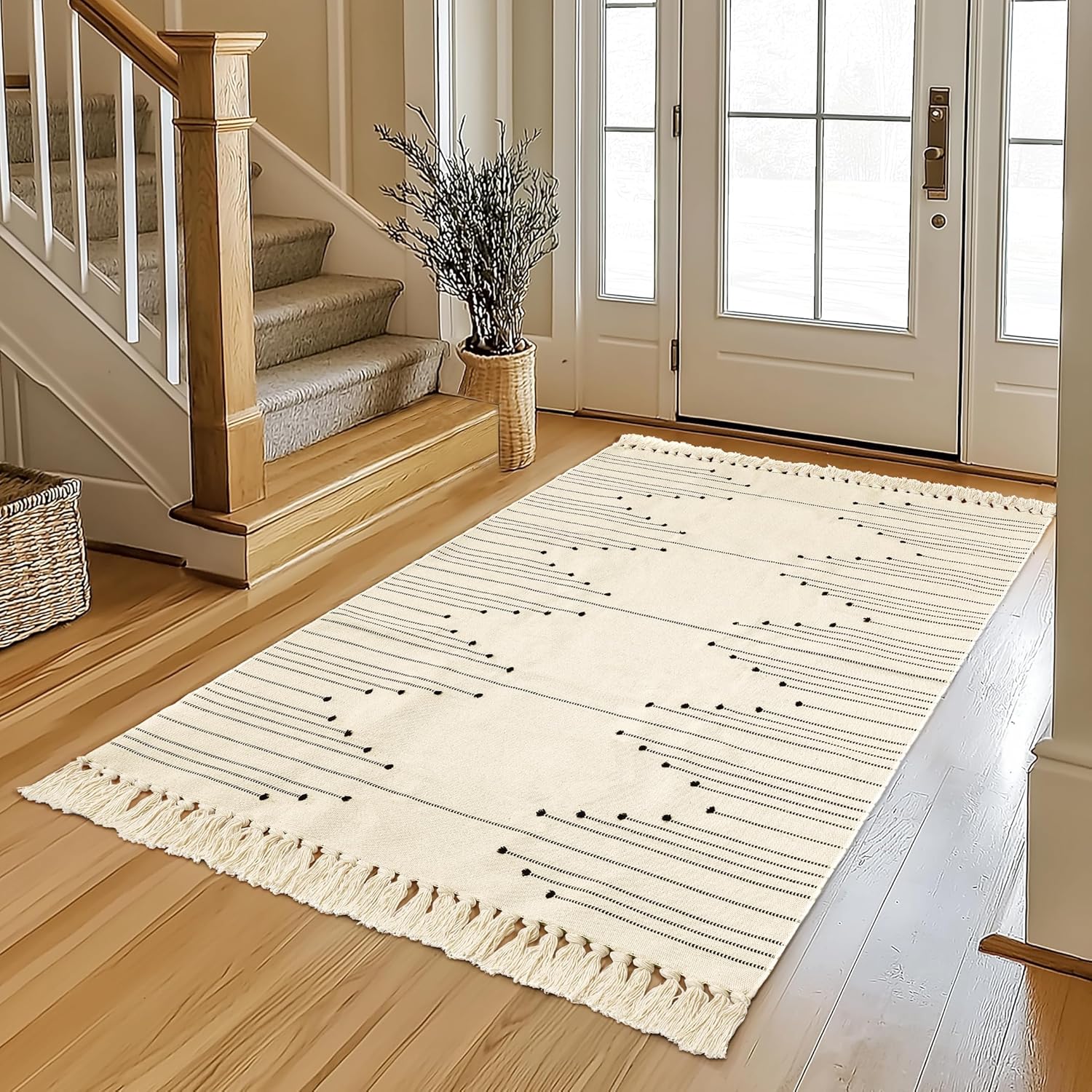 Tritard Boho Area Rug 3x5 - Lightweight Cotton Indoor Carpet