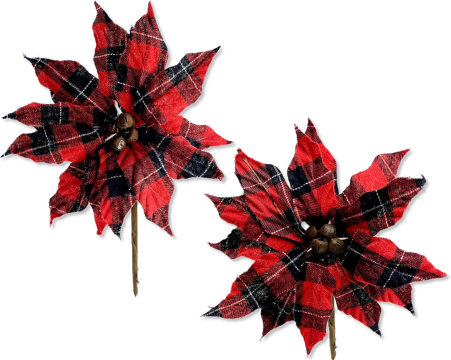 Plaid Poinsettia Picks - Festive Holiday Decor!