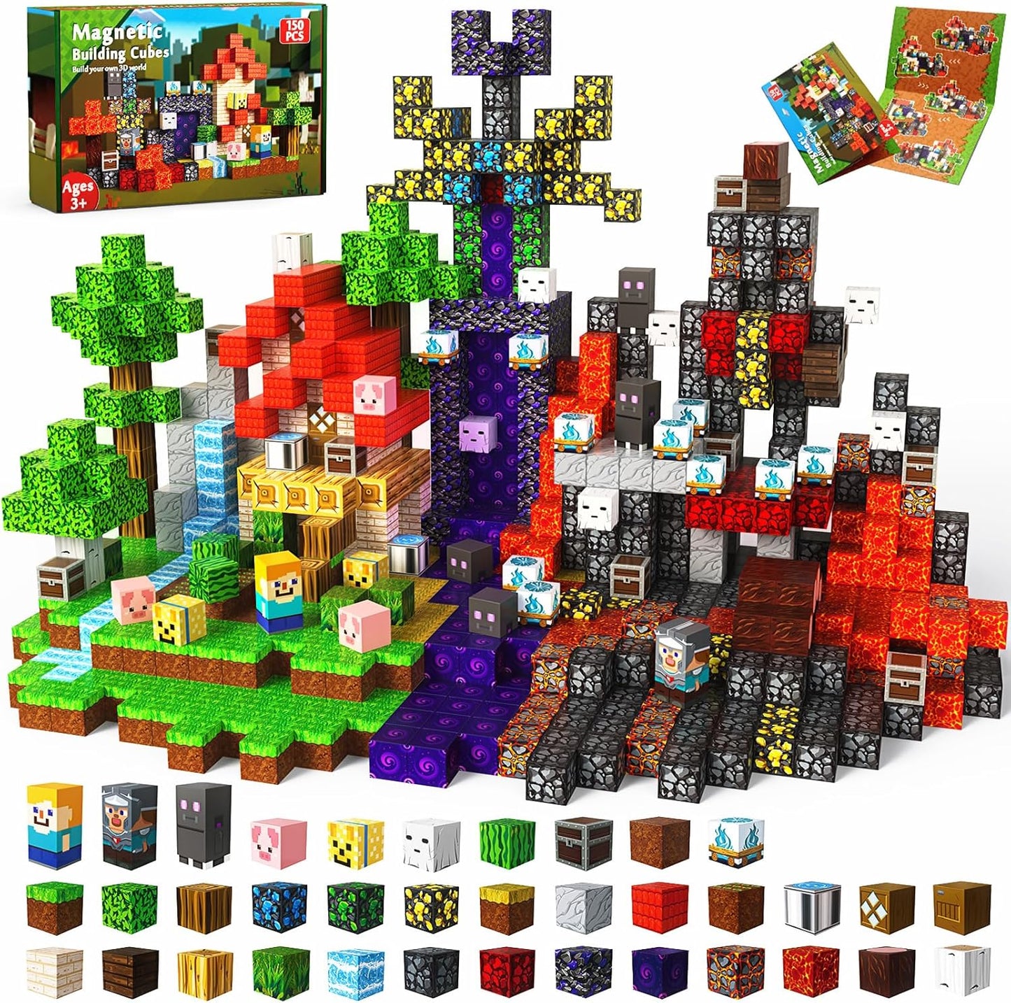 150 PCS Magnetic Blocks for Kids Ages 4-8 - STEM Building Toy