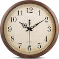 Vintage Brown Wall Clock 16 in Silent Non Ticking - Easy to Read