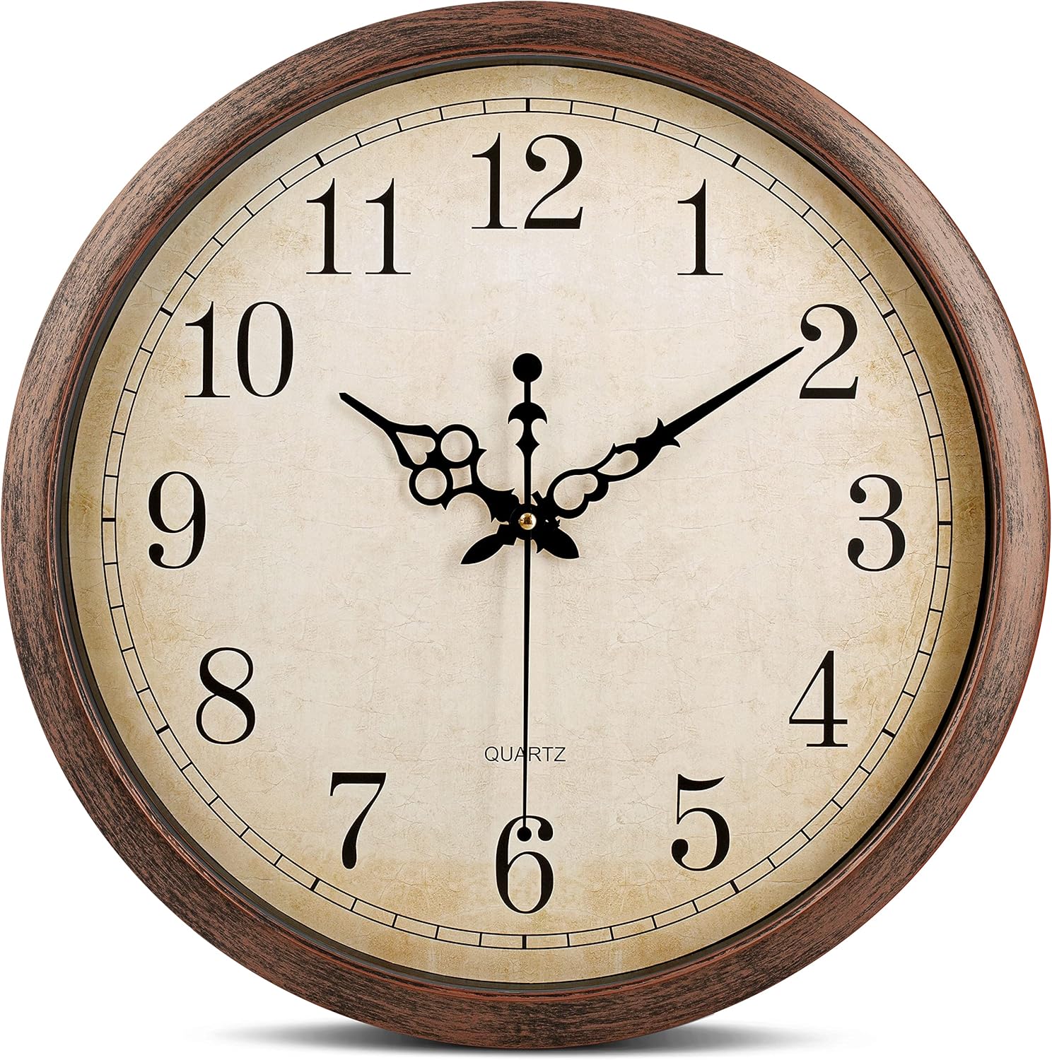 Vintage Brown Wall Clock Silent Non Ticking 16 Inch Decor