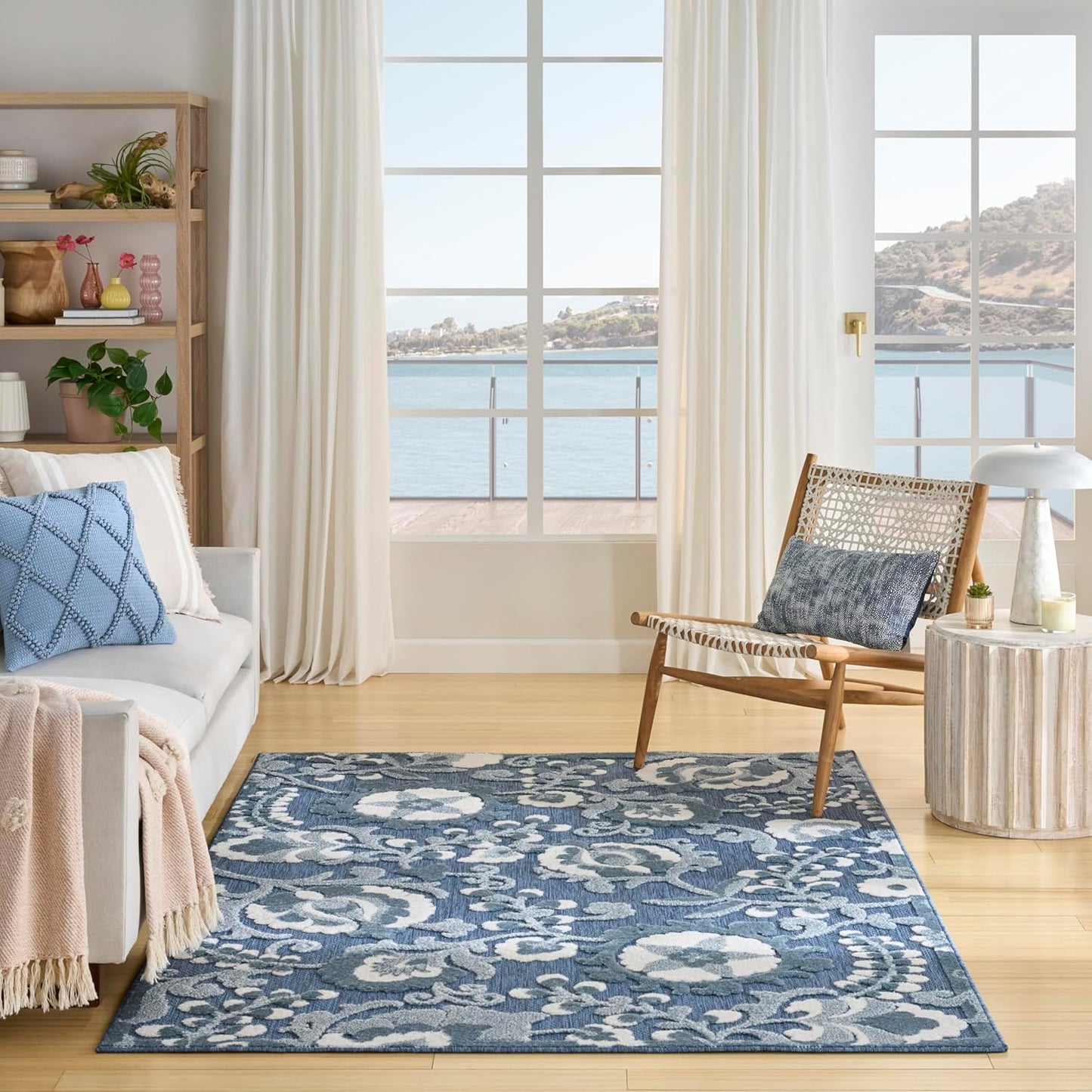 Nourison Aloha Blue 3ft 6in x 5ft 6in Area Rug for Vibrant Decor