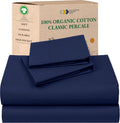 King Size Navy Blue Organic Cotton Percale Sheets - Deep Pocket Set