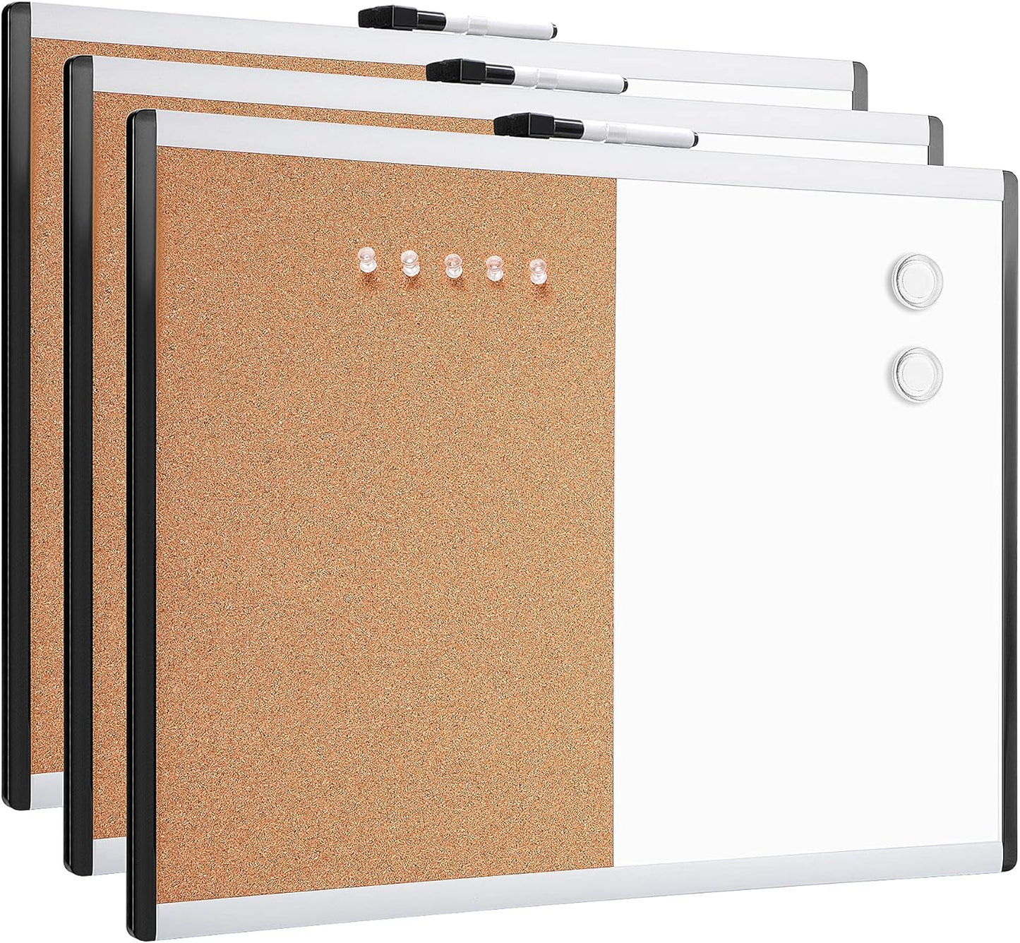 Magnetic Whiteboard and Cork Board Combo for Home and Office