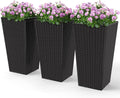 Outsunny Tall Planters Set of 3, 24 in Rattan Decor Pots
