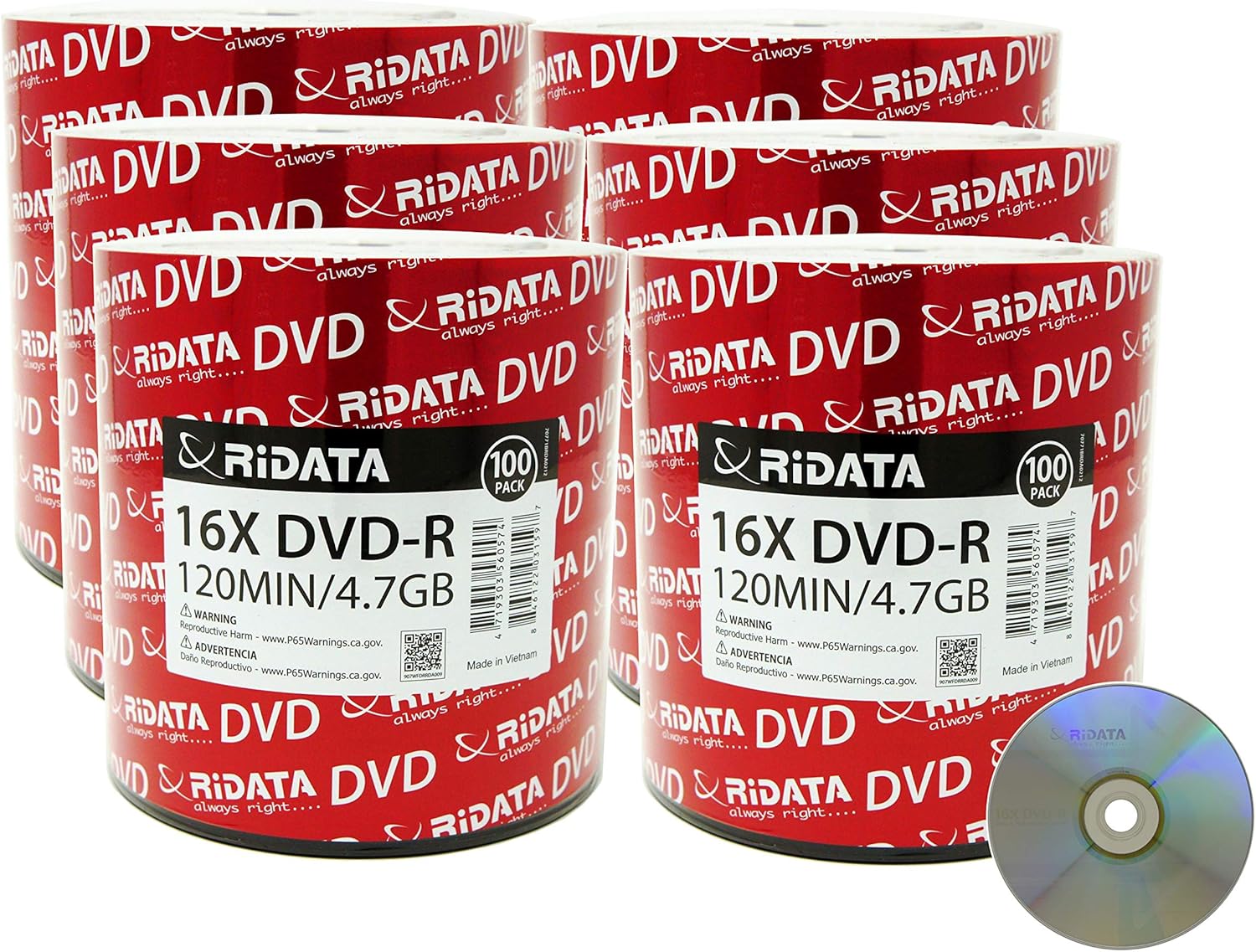 Ridata DVD-R 16X 4.7GB Blank Media for Data and Video Storage