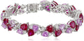 Sterling Silver Created Gemstones Bracelet 7.25 in - Elegant Sparkle
