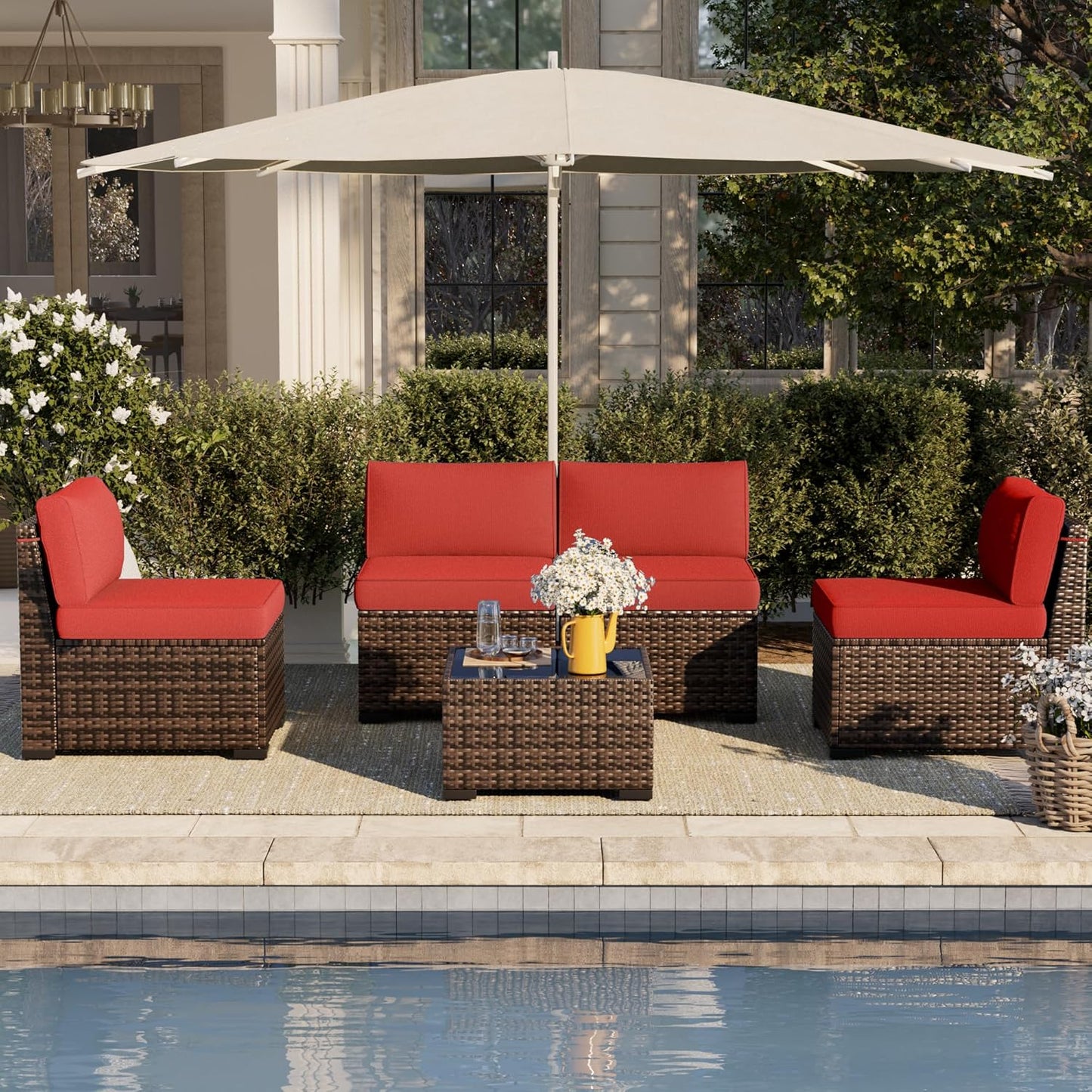 Patio Furniture Set, 5 Pieces Outdoor Sectional Sofa Set