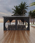 Hardtop Gazebo 12 ft x14 ft for All Weather - Double Metal Roof