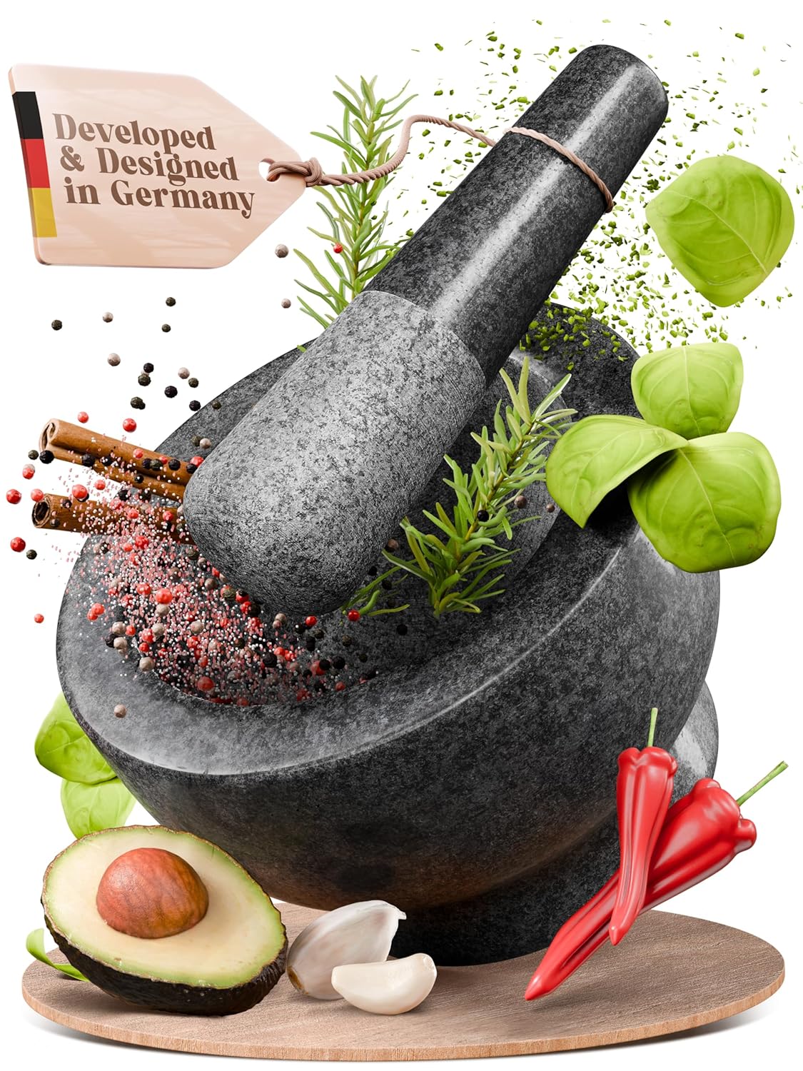 ChefSofi Mortar and Pestle Set - Perfect for Grinding Spices
