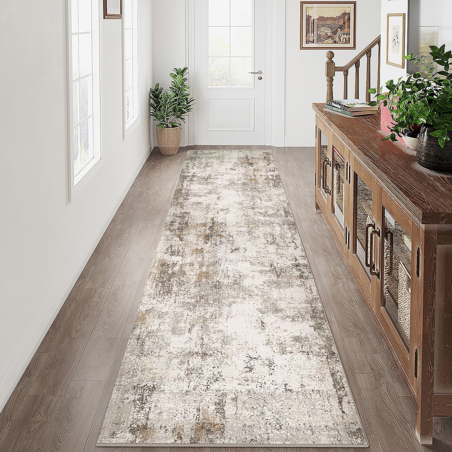 2x10 Washable Runner Rug for Hallway Kitchen and Living Room