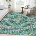 5x7 Area Rug Ultra-Thin Washable Rug - Soft Vintage Green/Teal
