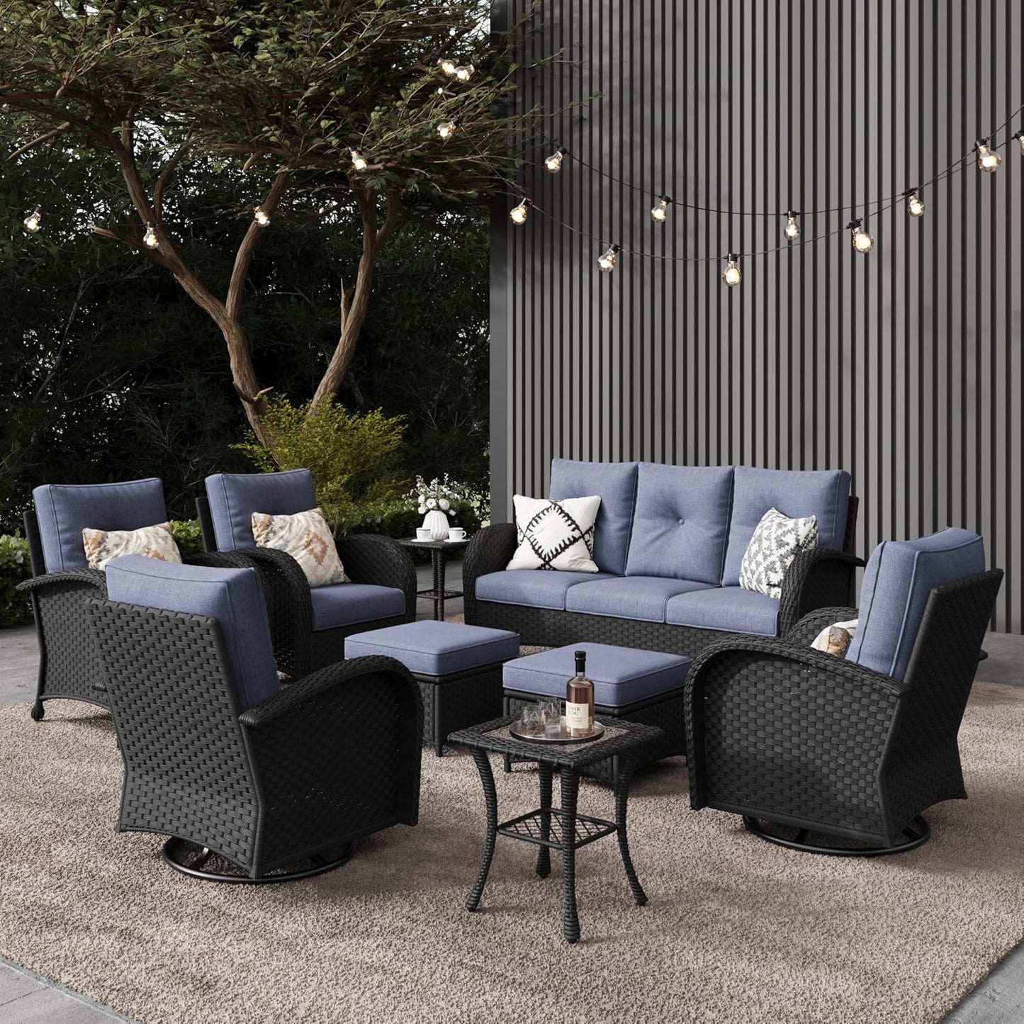 LayinSun 9 Pieces Outdoor Patio Furniture Set for Comfort